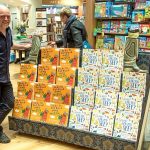 Jason with the display of I Like To Put Food In My Welly and What Can You See? ahead of the book launch.